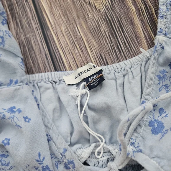 American Eagle Blue Floral Ruffle Babydoll Dress Size Small - Picture 5 of 7